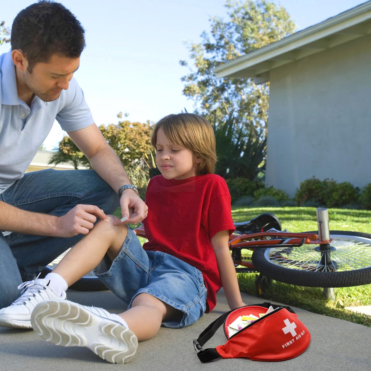 Faylapa Empty First Aid Bag Fanny Pack, Travel Pouch Bag 11.02x5.51x3.54 inch Waist Bag for Travel, Home, Office, Vehicle, Camping, Outdoor (Bag Only)