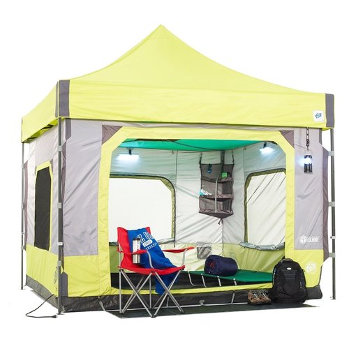 E-Z UP Camping Cube 6.4, Converts 10' Straight Leg Canopy into Camping Tent, Royal Blue & GSCBGY Gear Accessory Canopy Hanging Shelf, Black Mesh