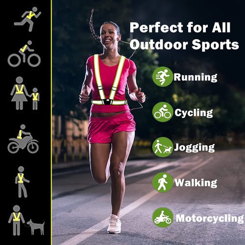 RUISHYY Reflective Running Gear Reflective Vest & Reflective Armband & Reflective Belt 3 Pcs Set, High Visibility Reflective Gear Night Cycling Walking Safety Vest Straps for Men Women Kids (Orange)