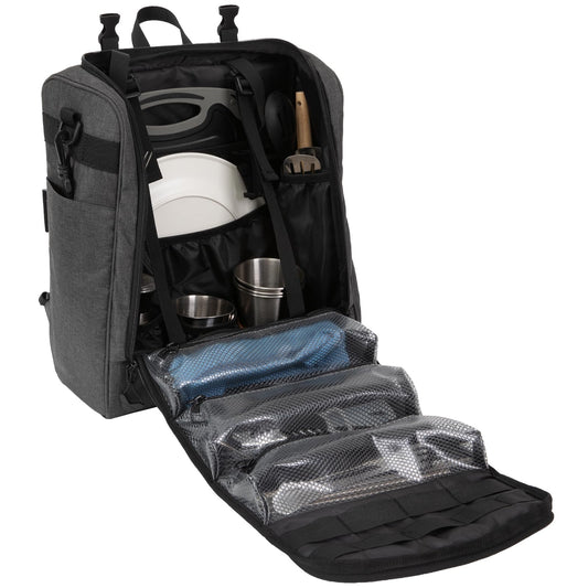 KingCamp Oversized Camping Kitchen Organizer, Ultralight Hanging Cooking Utensils Bag Portable Storage Backpack with Paper Towel Holder & 3 Pockets for Outdoor BBQ Cooking (Bag Only)