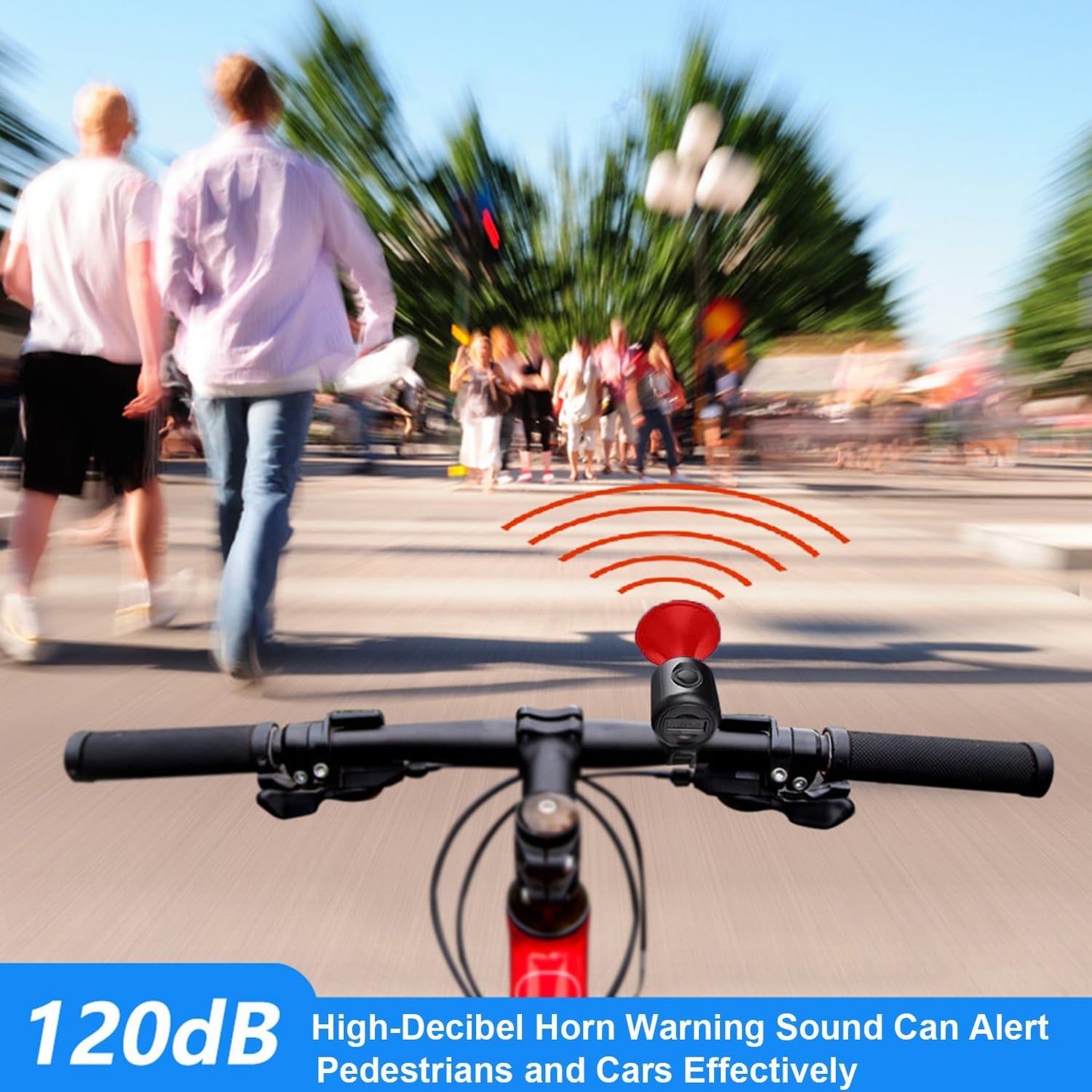 AaiLucky Electric Bike Horn, 120dB Loud Bicycle Horn, Electronic Bicycle Bells for Adults/Kids Bike/Scooter/Ebike, 300mAh Battery Operated, Waterproof