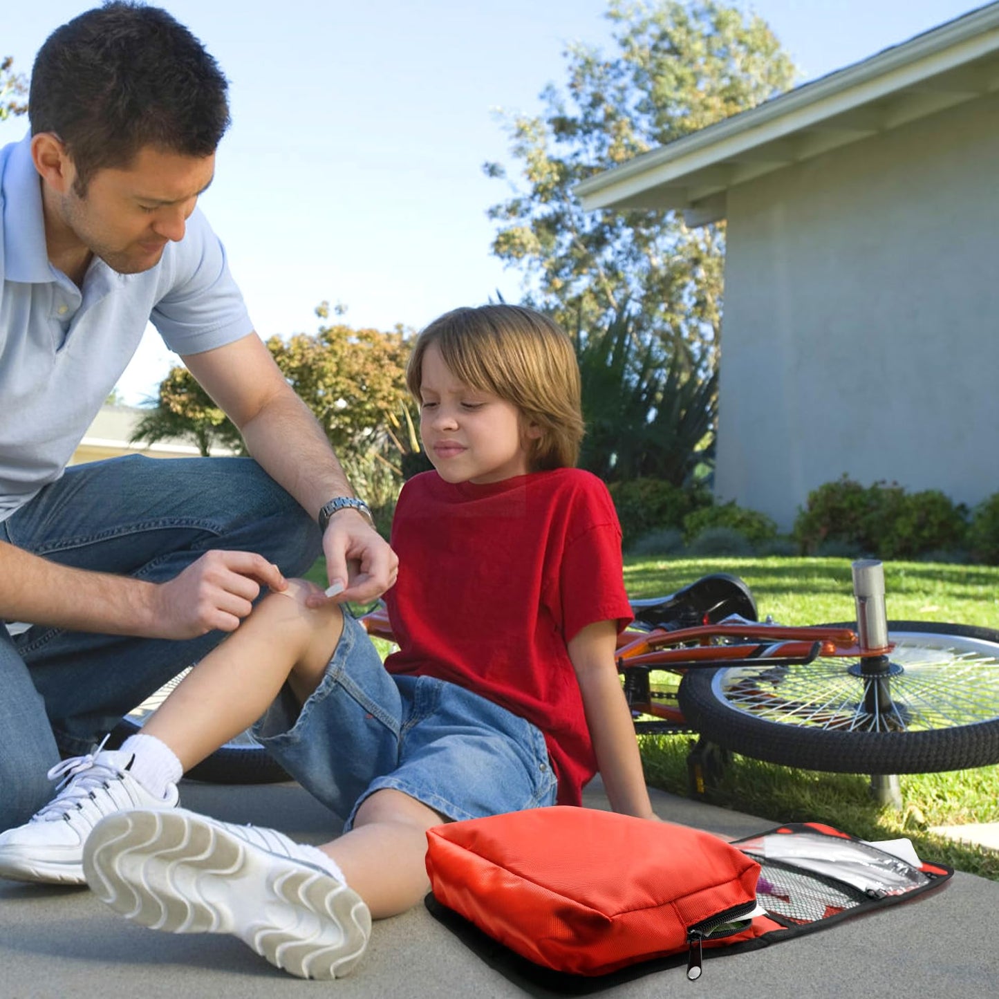 Faylapa Empty First Aid Bag Travel Essentials Medical Pouch 8.07x6.29x1.96 inch Bag Foldable for Travel, Home, Office, Vehicle, Camping, Outdoor (Bag Only)