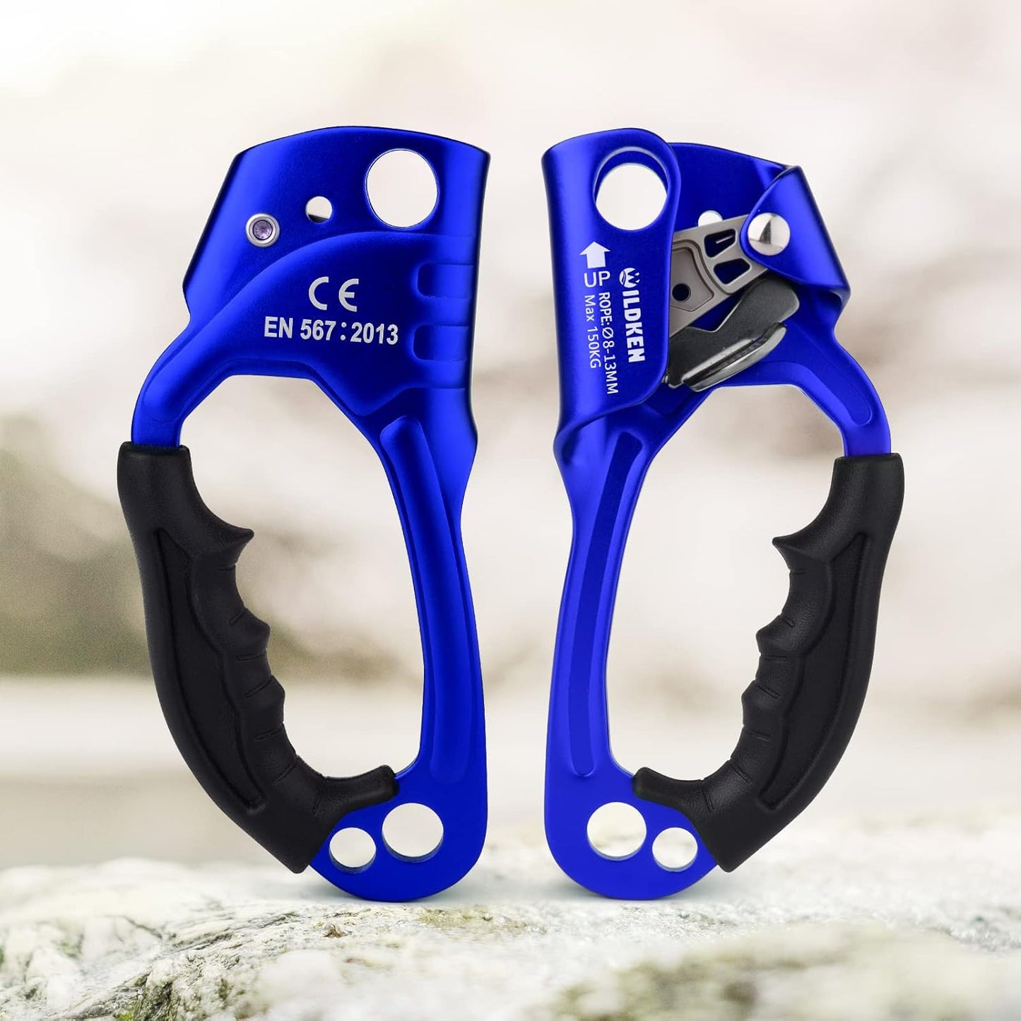 WILDKEN Climbing Hand Ascender Outdoor Mountaineering Tree Arborist Climbing Rappelling Equip Hand Ascender for 8-14MM Rope Left Right Hand Ascender