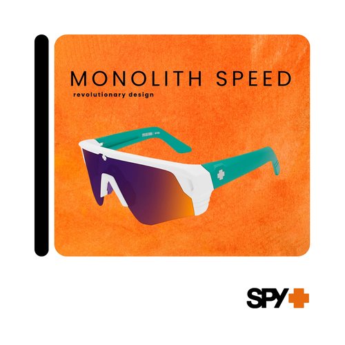 Spy Monolith Speed 62MM Matte White Teal/Happy Gray Green Dark Purple Mirror Cylindrical Shield Sunglasses for Men +BUNDLE with ACCESSORY EYEWEAR KIT