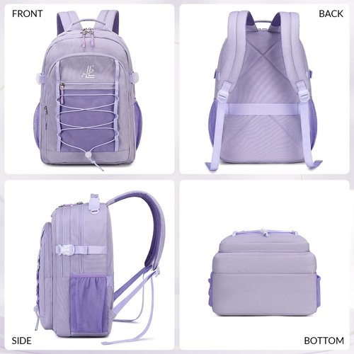 Lanola Basic Multi-Pocket Multipurpose Casual Backpack Water Resistant Bag for Business Travel Hiking Daypack - Dark Blue
