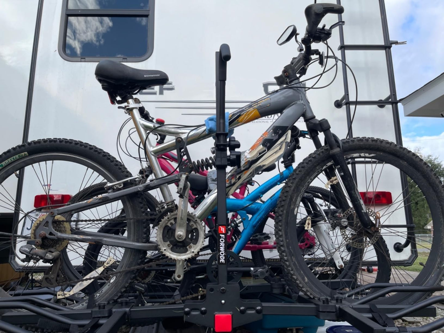 FORWODE Hitch Mount Bike Rack Fits 2 X 80 lbs Bicycle, Platform Bike Rack for Car SUV Truck, 2 Inch Receiver, Foldable Wobble Free, Locking Hitch,Fat and Standard