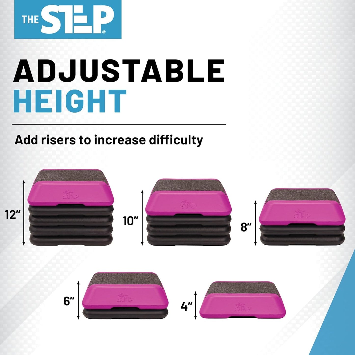 The Step Adjustable High Step Aerobic Platform with 4 Risers, Home Gym Workout Equipment, Fitness Exercise Equipment Made in the USA