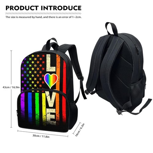 Binienty Gay Pride Rainbow Bisexual Unique Outdoor Backpack Polyester Fabric Backpack Multipurpose Daypacks for Adult Rainbow Love LGBT Backpack