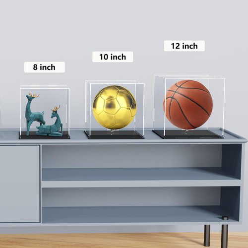 QIMOND Acrylic Display Case with Detachable Ball Stand, Compatible with Full Size Basketball, Dustproof Display Box for Exclusive Collectible Sport Memorabilia
