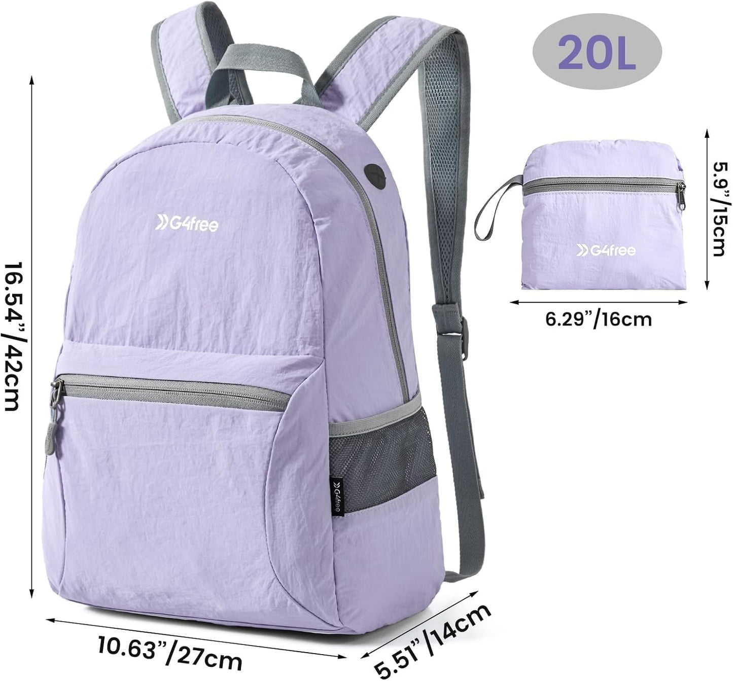 G4Free 20L Lightweight Packable Backpack Travel Hiking Daypack Foldable Backpack for Men Women