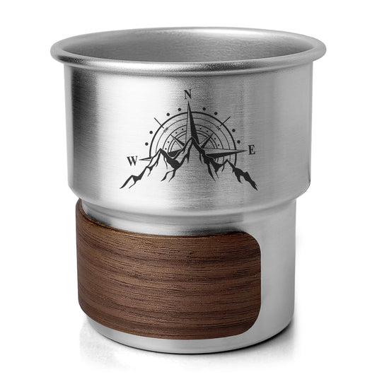 Jutasty Funny Stainless Steel Camping Coffee Cup for Camping Lover, Outdoor Camping Mug for Coffee Cold Beverages, Portable Camping Hiking Backpacking Travel Cup 9.5oz(280ml), Arctic Snow Mountain