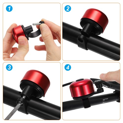 HARFINGTON 2pcs Bike Bell Mini Bicycle Bell with Loud Crisp Clear Sound Bike Ring Bell Aluminum Bike Accessories for Adults Children Road Mountain Bike, Black