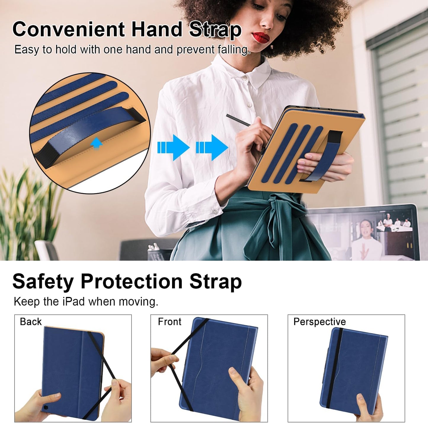 for 10 Tablet Case (13th/11th Generation 2023/2021 Released), PU Leather Folio Cover with Multi-Angle Stand/Pen Holder, Auto Wake/Sleep for 10/10 Plus, Black