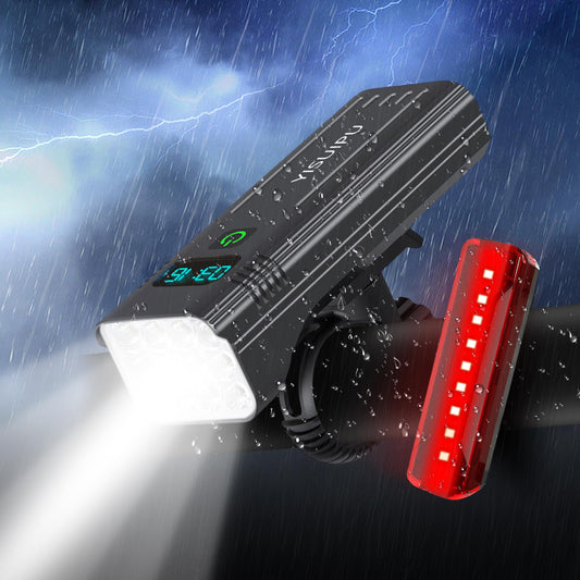 Ultra-Bright 12 LED Bike Lights for Night Riding - 10000mAh Bike Lights Rechargeable, 5+5 Modes Bike Headlight and Tail Light Set Runtime 36+ Hrs, for Road and Mountain Biking