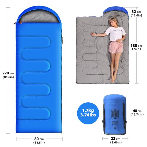Sleeping Bags for Adults,3 Season Warm & Cool Weather Camping Sleeping Bag,Lightweight Waterproof Compact Camping Essentials Gear for Camping Hiking Outdoor Travel (Blue)