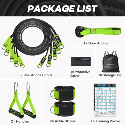 Resistance Bands, 310LBS Heavy Duty Exercise Bands for Working Out, Green Workout Bands with Handles, Stretch Band for Men, Fitness Bands for Home Workouts, Muscle Training, Strength, Slim, Yoga