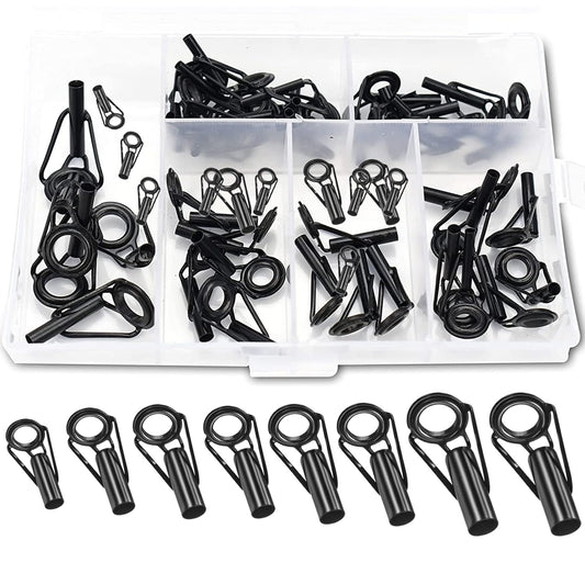 40 Pcs Rod Tip Repair Kit Fishing Rod Tips Replacement Kit Stainless Steel Ceramic Guides Ring Fishing Pole Eyelets Repair Kit Ceramic Micro Eyes Rings