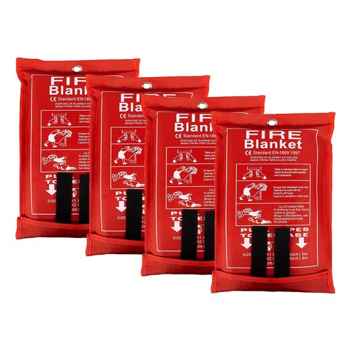 Emergency Fire Protection Blanket, 40" x 40"(Pack of 4), Fire Supression Blanket, Fire Blanket Fiberglass, Fire Blanket for Home, Kitchen, School, Grill, Camping