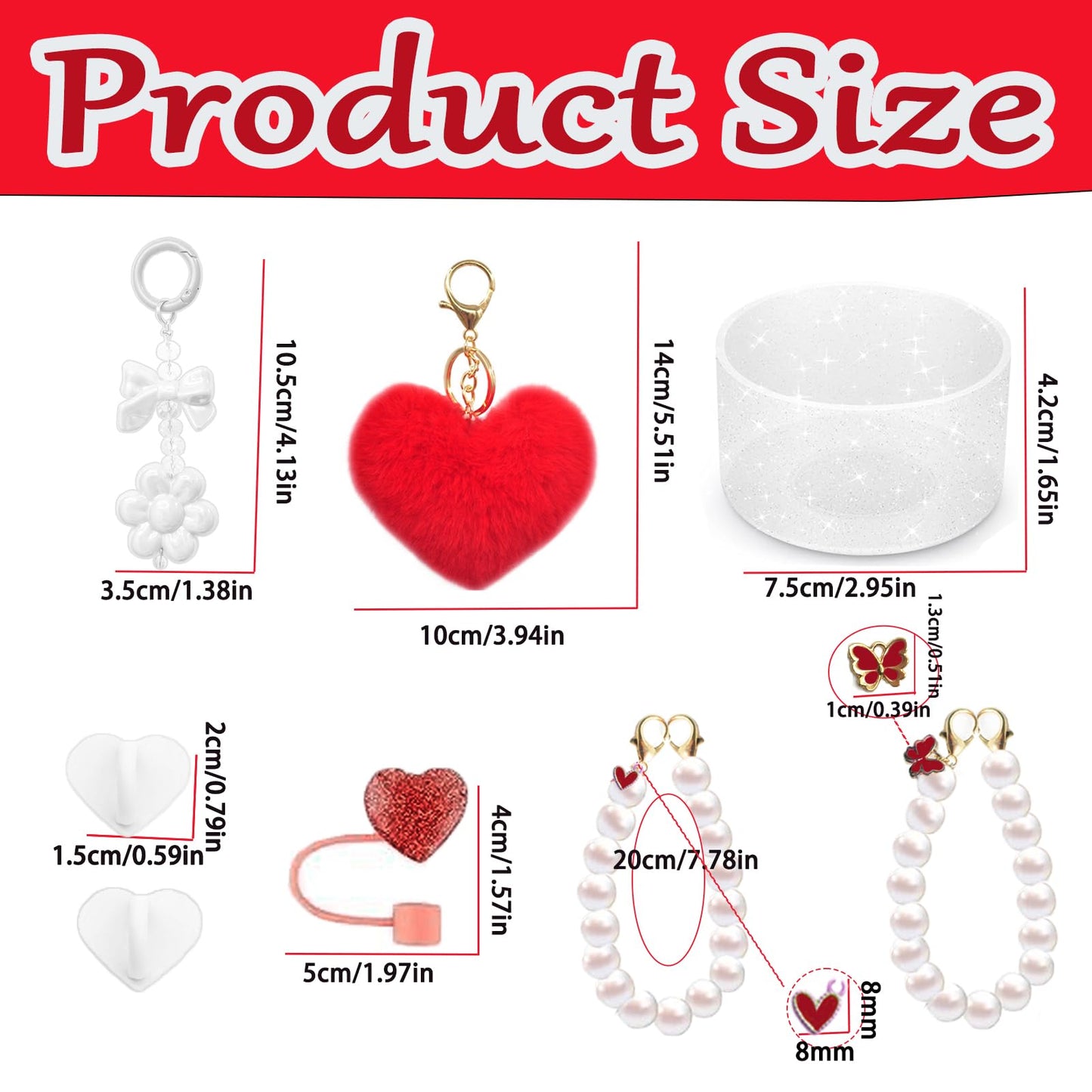 Accessories for Stanley Cup - Water Bottle Siliocne Cup Boot, Keychain Charms for Stanley Cup 41oz Tumbler