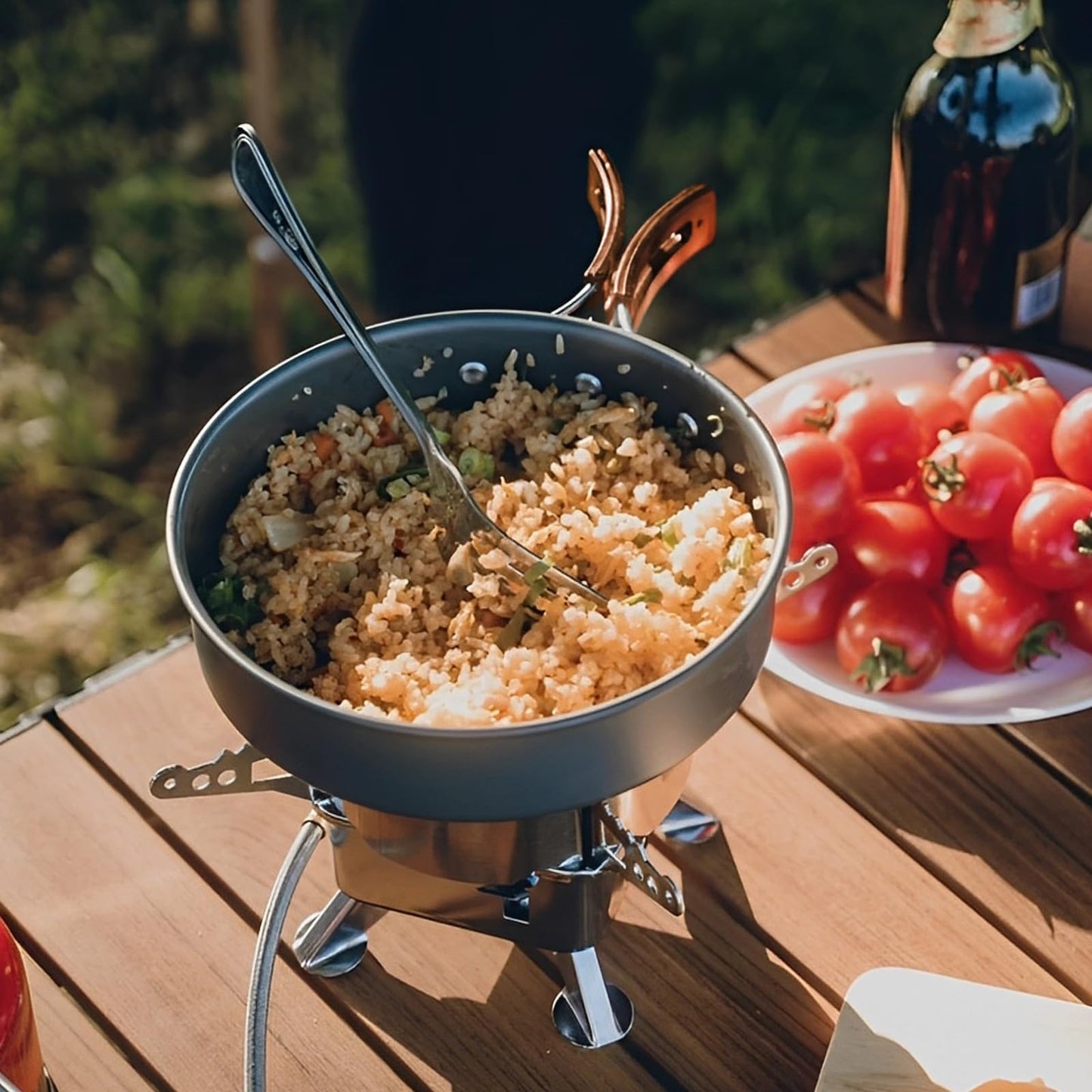 Camping Cooking Set,7Pcs Camping Pan Set for Backpack Cookware Pot and Pans Set, Survival Cooking Kit for Hiking Cooking Gear Outdoor Cooking and Picnic,Hiking, Picnic (Orange)