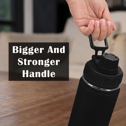 XccMe Spout Lid for Hydro Flask Wide Mouth Sport Water Bottles,2 Pack Replacement Lids for Most 12,14,16,18,20,22,32,40,64oz Wide Mouth Water Bottles with Handle Easy to Carry (Black2)