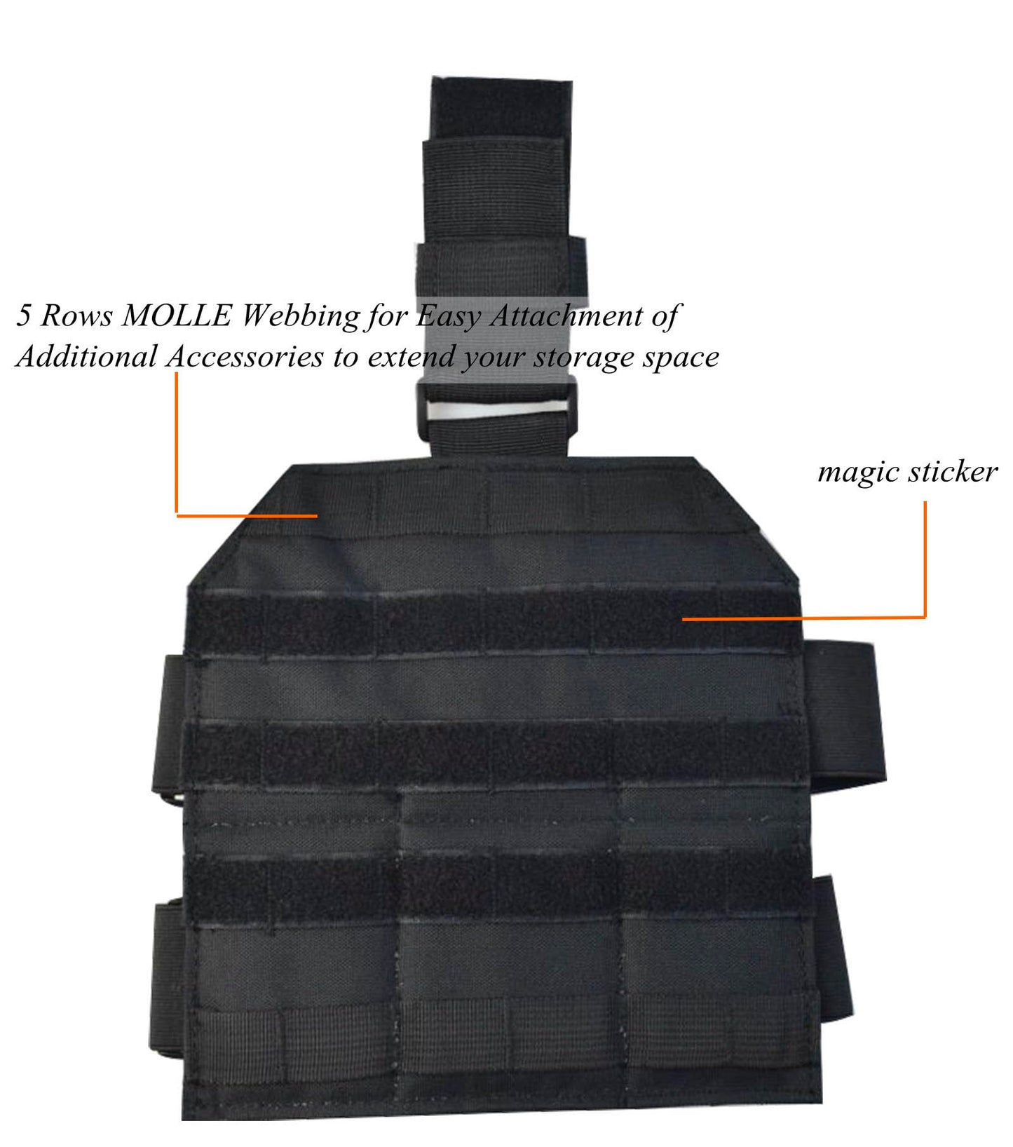 JFFCESTORE Universal Drop Leg Panel Tactical Heavy Duty MOLLE Drop Leg Platform with Adjustable Belt & Thigh Straps Black