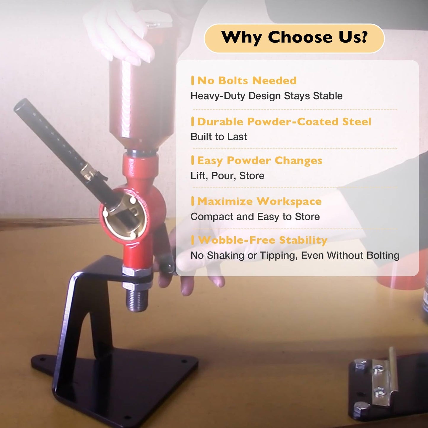 ATRACYPART Reloading Powder Measure Stand – Fits Most Powder Measures, 7/8" Mounting Hole, Black, Small Size