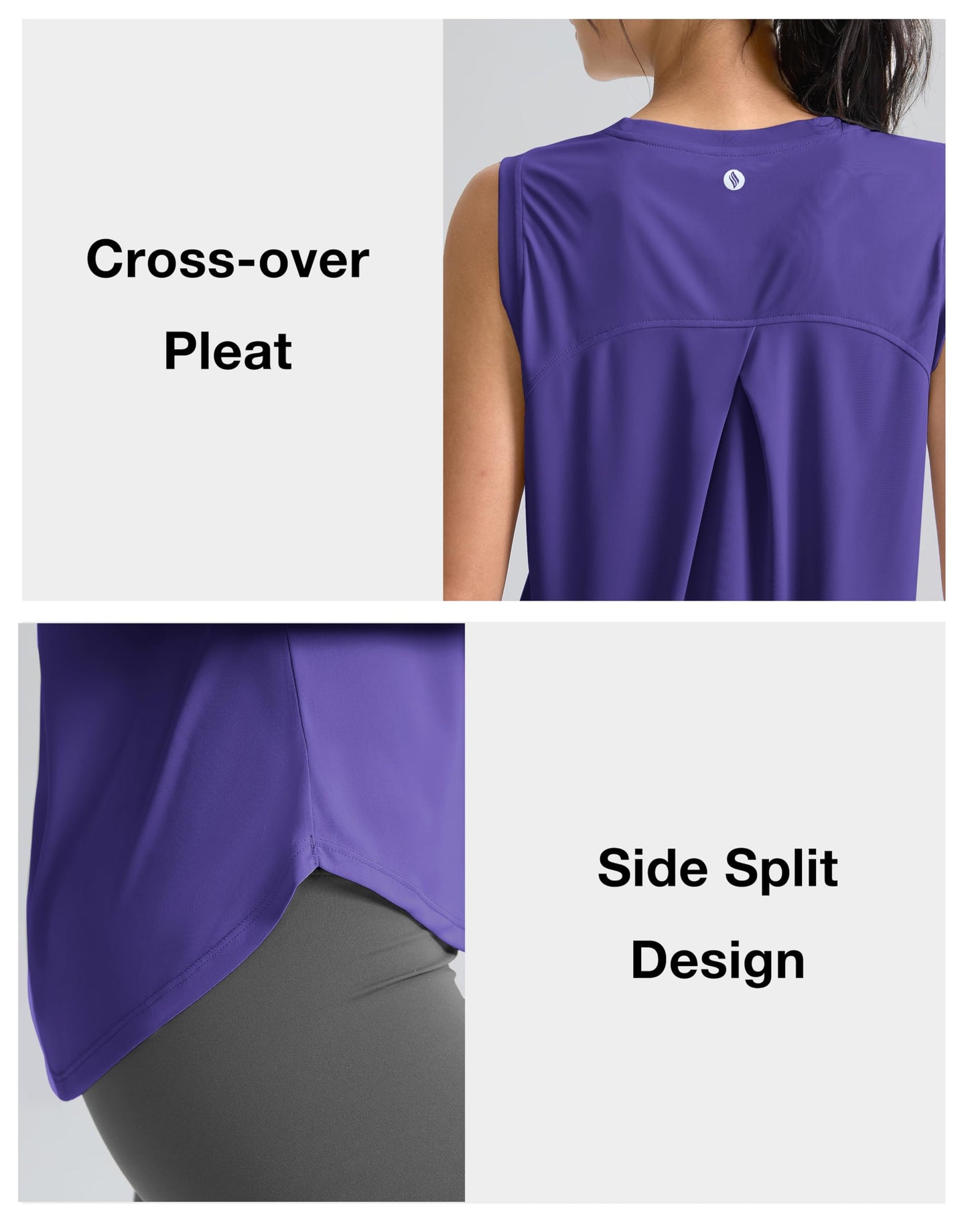 SANTINY Women's Sleeveless Workout Tops Breathable Lightweight Active Tennis Yoga Shirts Athletic Running Tank Tops for Women (Dark Purple_L)
