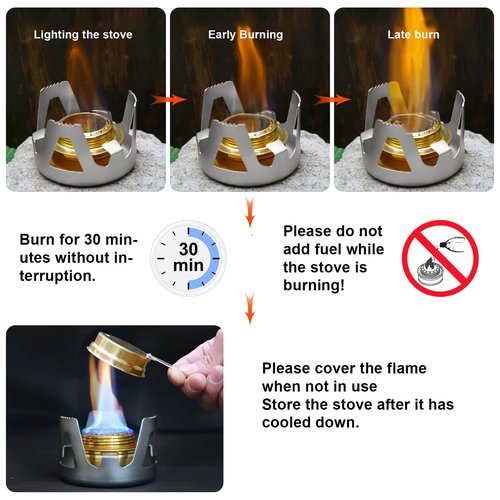 KOMCLUB Mini Alcohol Stove for Backpacking Portable Alcohol Stove Spirit Burner Ultralight Camping Mini Camp Stove Cookware Set Outdoor Camping Hiking Backpacking Picnic