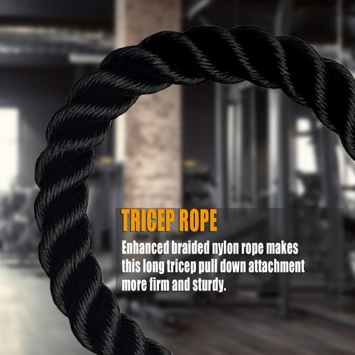 KORIKAHM Long Tricep Rope, Rope Pull Down Attachment 47 55 Inch Length Long, Tricep Rope Cable Attachment, Tricep Pull Down Rope for Home Gym Pulley System,Cable Machine Attachment (Length 63'')