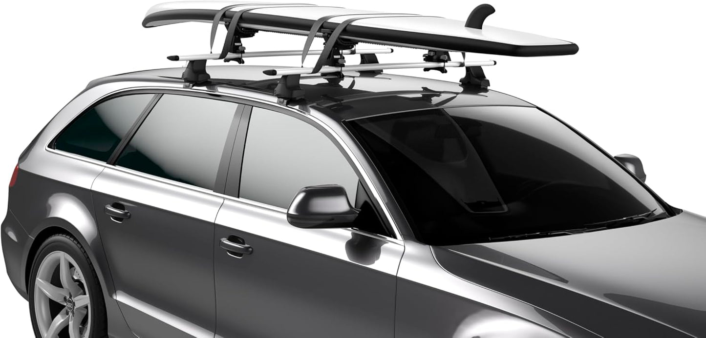 Thule DockGrip - Carries up to 36" wide kayaks and SUPs - Fits all hull shapes - Fits most roof rack cross bars - Kayak roof rack - Stand up paddleboard compatible - 85lb weight capacity