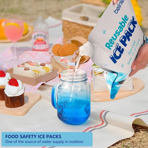 Belinlen 12 Pack Cooler Shock Ice Packs for Cooler Reusable 10x10 Inch Long Lasting Cooler Packs, Cooler Ice Packs Freezer Packs for Cooler Bag, Lunch Bags, Cooler Backpacks