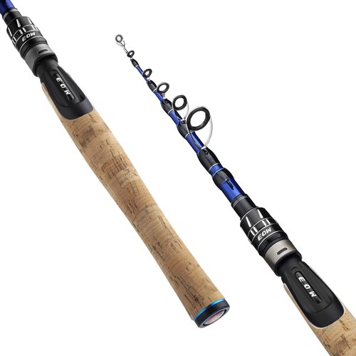 EOW XPEDITE PRO Portable Telescopic Casting and Spinning Fishing Rods, 24T Carbon Blanks & Solid Carbon Tip, Cork Handle, Travel Rod, Short Collapsible Rods (Spinning 7'6" /Power M/Action Fast)
