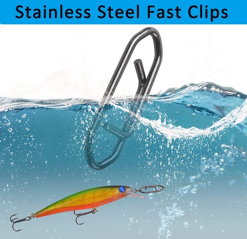 VATEICO Fishing Power Clips Kit Stainless Steel Fast Snaps Fishing Speed Clips Quick Change Lure Connector Kayak Drifting Fishing 40pcs