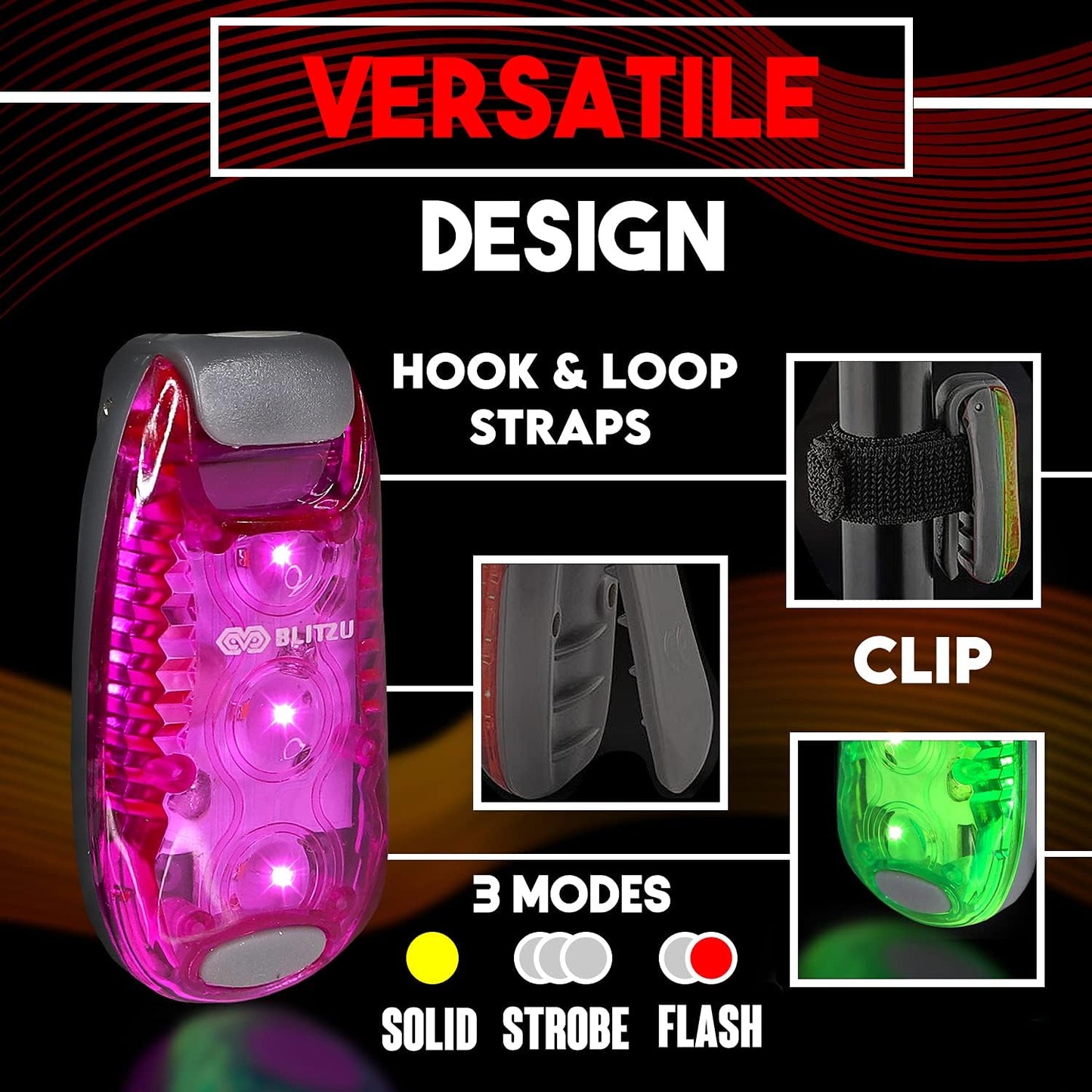 4 Pack LED Safety Light, Clip on Reflective Gear Lights for Walking at Night, Running, Jogging, High Visibility Strobe Light Accessories for Runners, Kids, Hiking, Kayak, Cycling, Camping, Boat