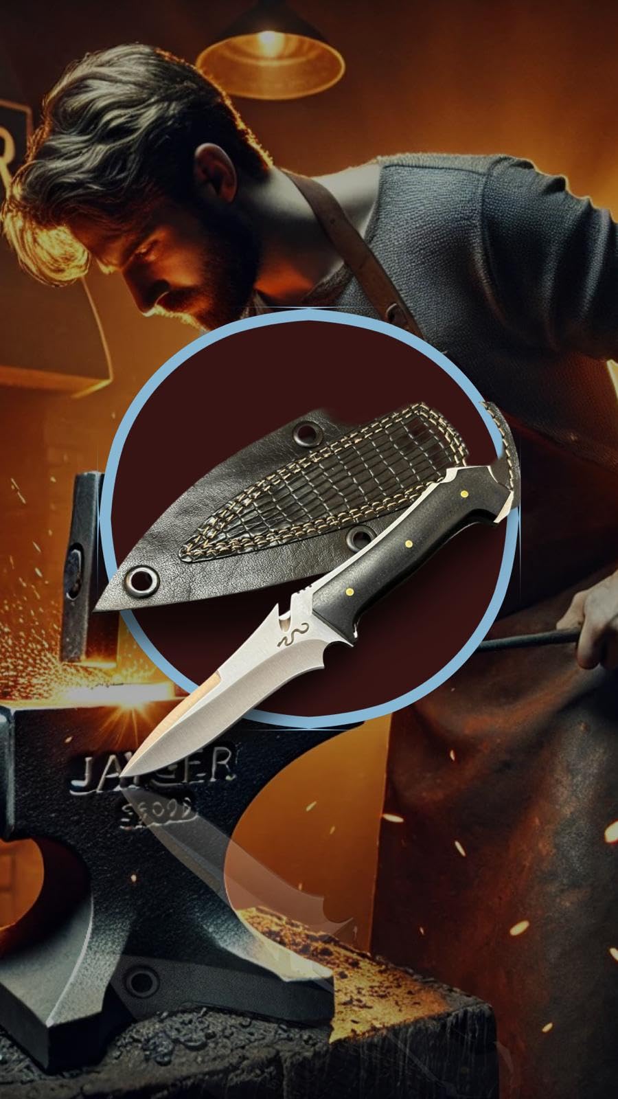 Hunting Knife – Jack Krauser Replica Carbon Steel Fixed Blade Knife with Sheath | Skinning Knife for Hunting, Fishing, Camping, Survival | Knives for Men