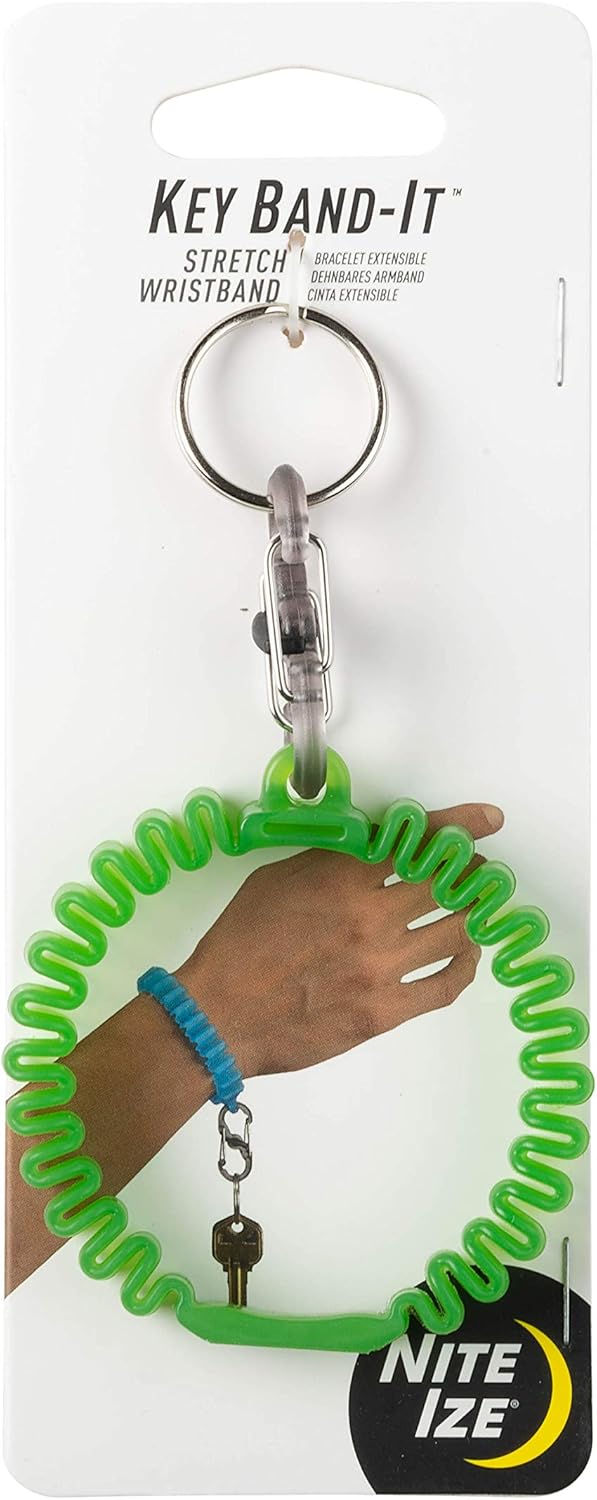 Nite Ize KWB-03-R6 Key Band-It, Stretch Wristband Key Chain With S-Biner Clip, Blue