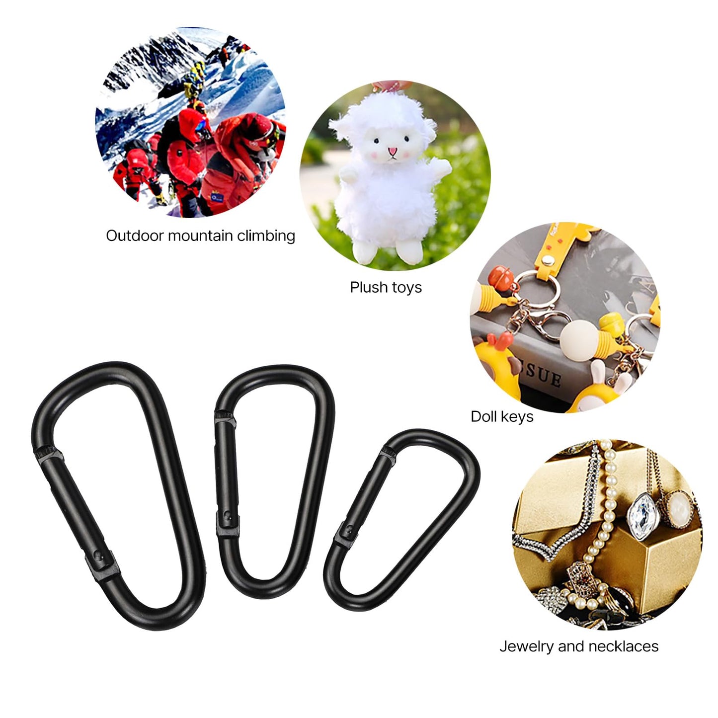 4 Pcs Heavy Duty Spring Snap Hook Small Mountaineering Buckle D Rings Clip Hook Climbing Carabiner Keychain Clip Aluminum Alloy Climbing Carabiner Portable Lightweight Carabiner Durable Backpack