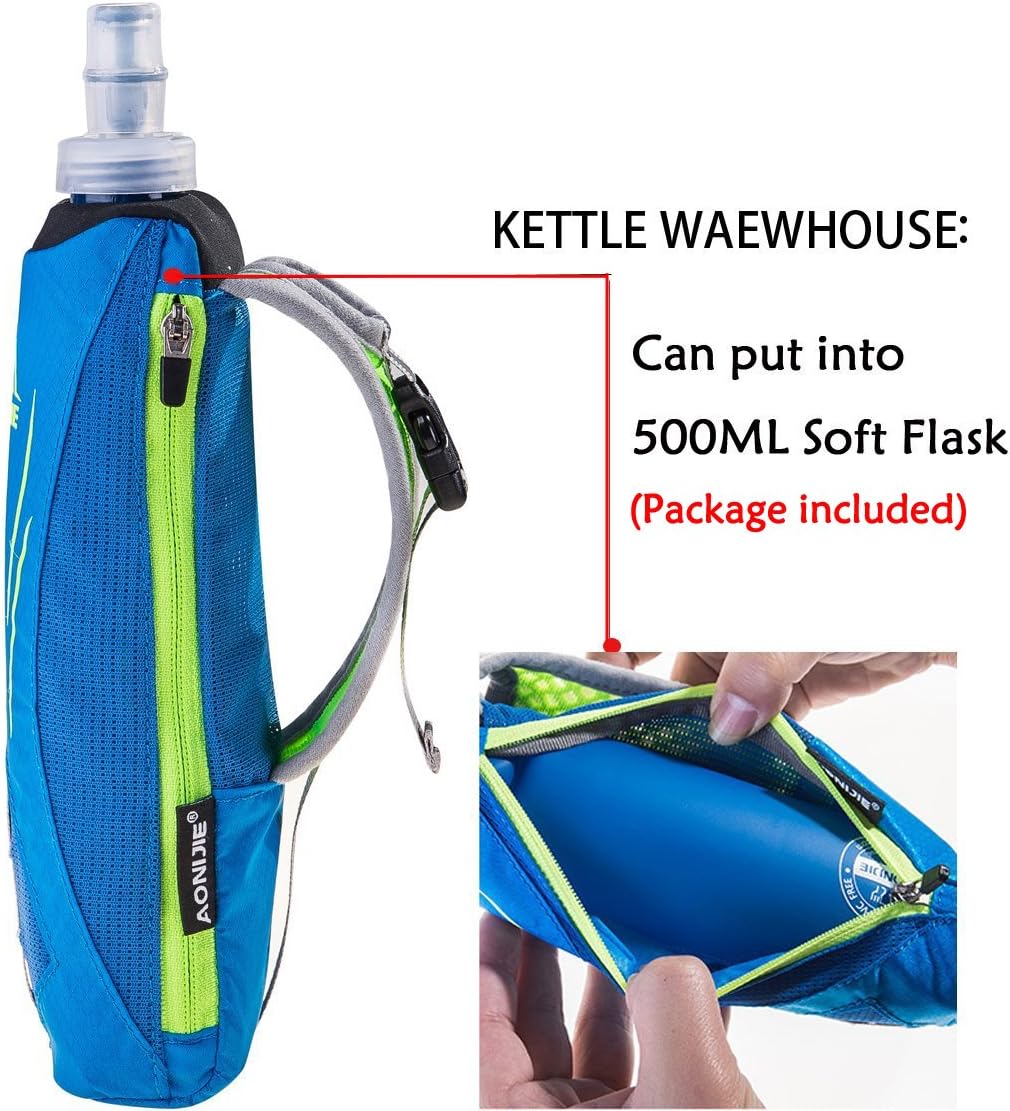 Geila Handheld Water Bottle for Running, 17 oz Grip Handheld Bottle with Hand Strap Hydration Pack, Sport Soft Flask