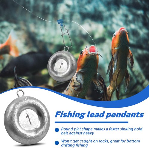 BELEFU 30 Pieces Disc Fishing Weights, 1 Oz Fishing Sinkers, Lead Coin Sinkers Saltwater Tackle for Surf Dragging Trolling Drifting Catfishing