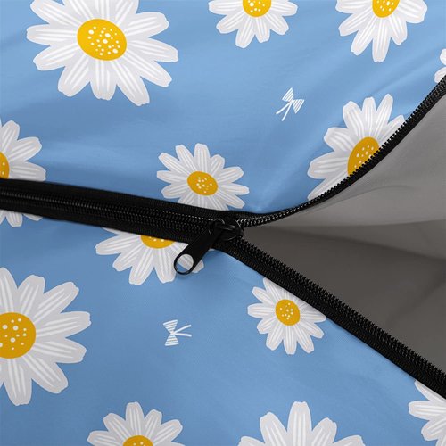 Datura home Kids Sleeping Bag for Boys,Daisy Blue-Lightweight Warm Outdoor Indoor-Waterproof Cold Weather Resistant Sleeping Bag for Camping Hiking(Daisy 32"*90")