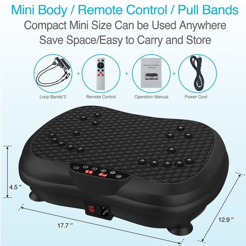 AXV Vibration Plate Exercise Machine Whole Body Workout Portable Mini Vibrate Fitness Platform Lymphatic Drainage Machine for Weight Loss Shaping Toning Wellness Home Gyms Workout