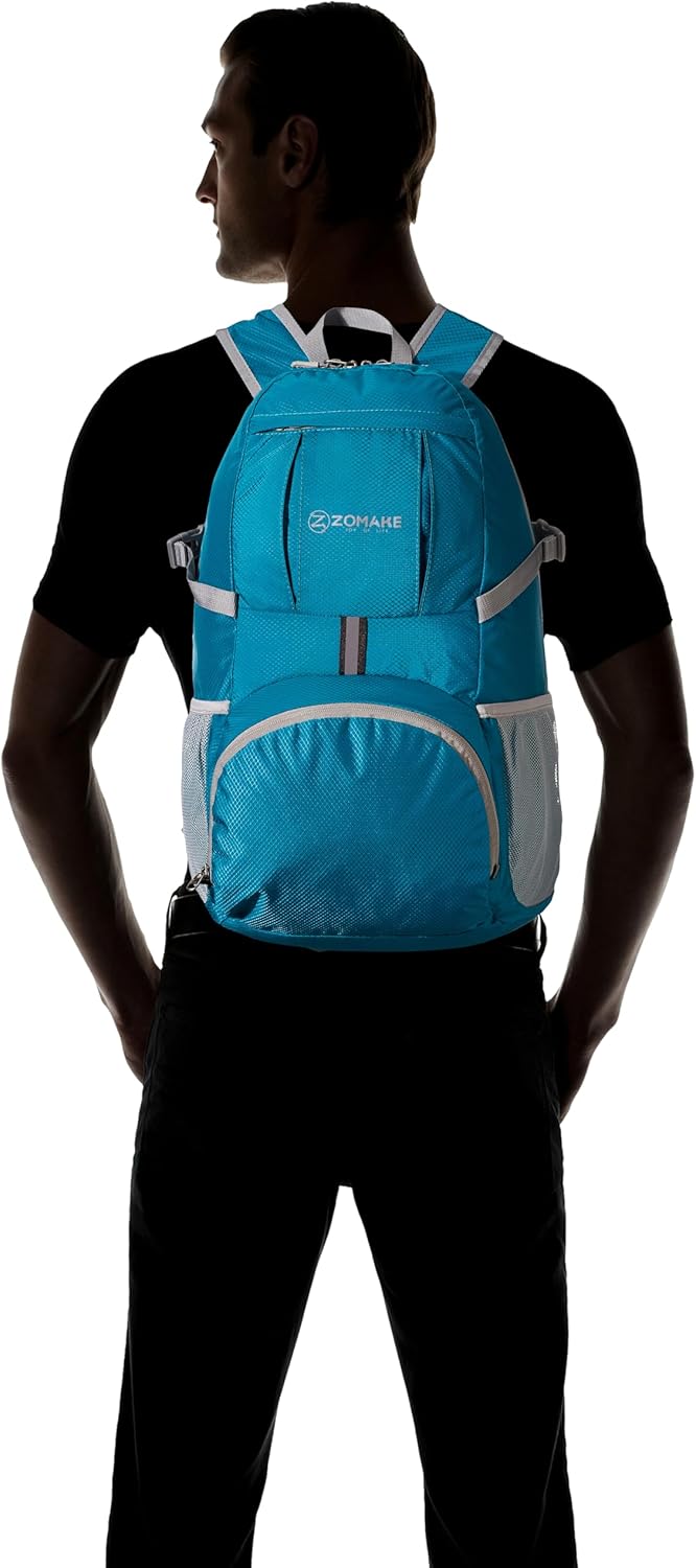 ZOMAKE Lightweight Packable Backpack 35L, Light Foldable Backpacks Water Resistant Collapsible Hiking Bag, Compact Folding Day Pack for Travel Camping(Black)