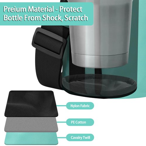 Xxerciz Water Bottle Carrier Bag Compatible with Yeti Rambler 30 oz Cup, Water Bottle Holder with Adjustable Strap, Tumbler Carrier Pouch Accessories for Outdoor Travelling Camping (Green)