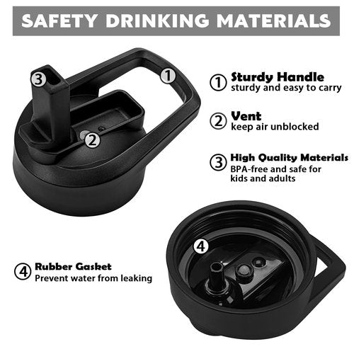 XccMe Straw Lid for Hydro Flask Wide Mouth,2Pack Replacement Lids with Straws for Wide Mouth 12,16,18,22,32,40,64oz Water Bottles,Sport Bottle Lids Accessories with Handle (straw lid2)