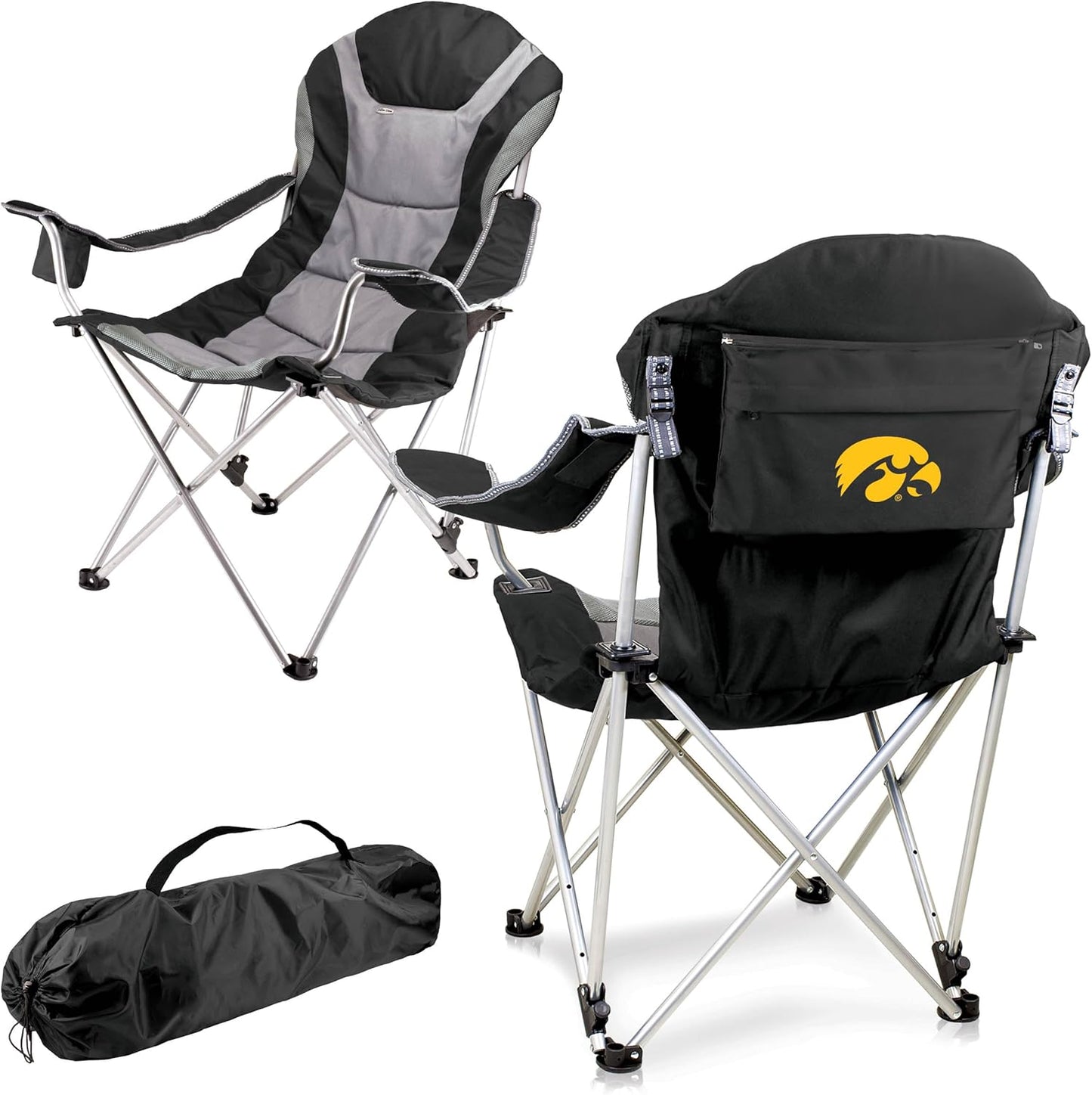 PICNIC TIME NCAA Arkansas Razorbacks Reclining Camp Chair - Beach Chair for Adults - Sports Chair with Carry Bag