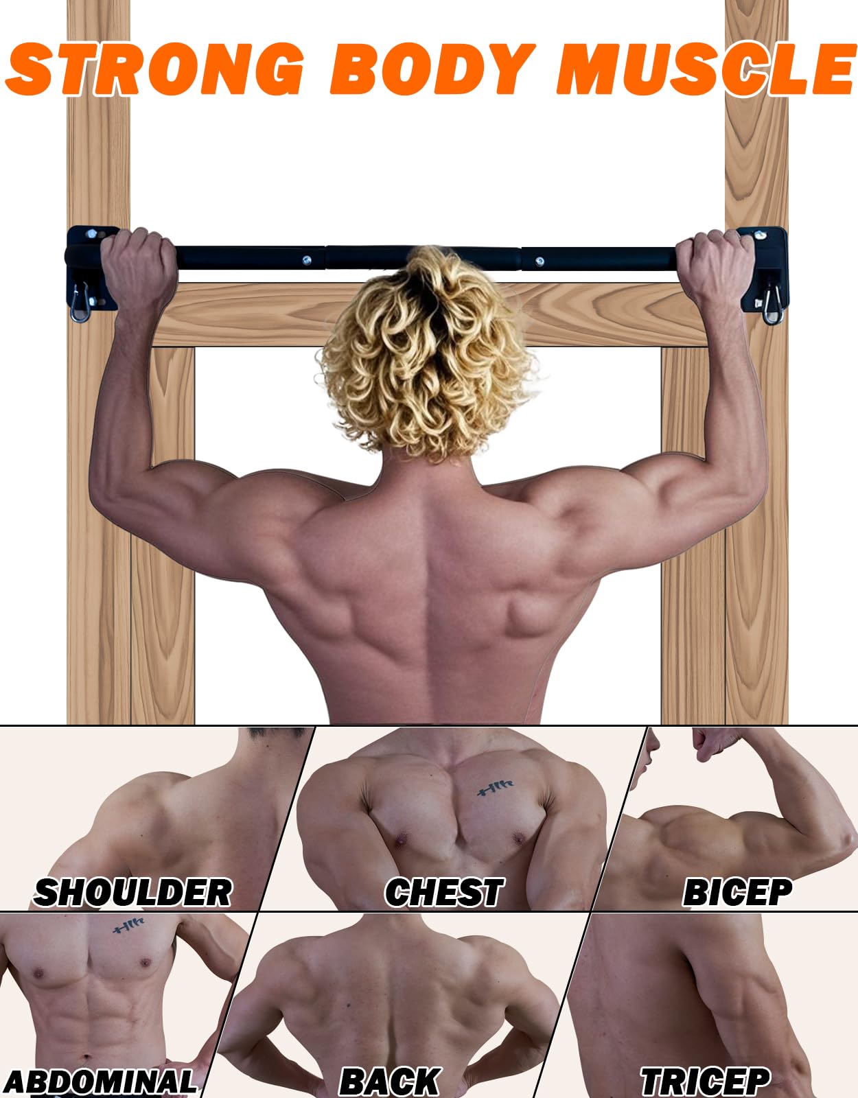 Fitarc Heavy Duty Wall Mount Pull Up Bar, Joist Mount Chin Up Bar for Doorway, Steel Construction, Home Gym Equipment, Fits 32”-36” Wall Studs