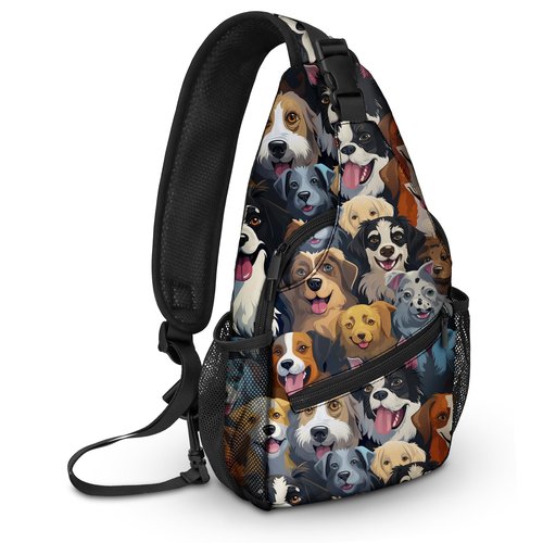 LYEMVHE Colorful Dog Sling Bag travel Crossbody Backpack Casual Daypack for Women with Strap Lightweight Outdoor Hiking Climbing Runners