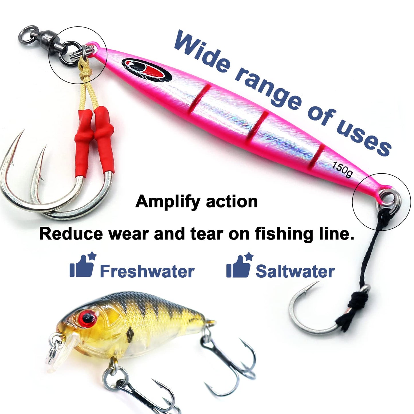 FishTrip Split Rings Fishing 50Pcs - Stainless Steel Heavy Duty Split Ring Pliers Saltwater Treble Hooks Terminal Tackle Connector (Size 4)