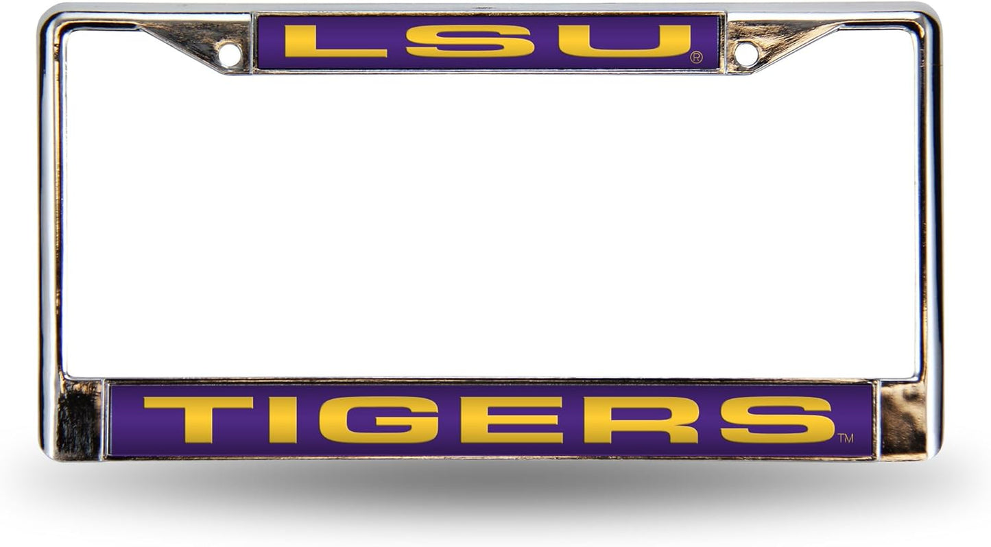 Rico Industries NCAA Unisex-Adult Laser Cut Inlaid Standard Chrome License Plate Frame